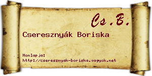 Cseresznyák Boriska névjegykártya